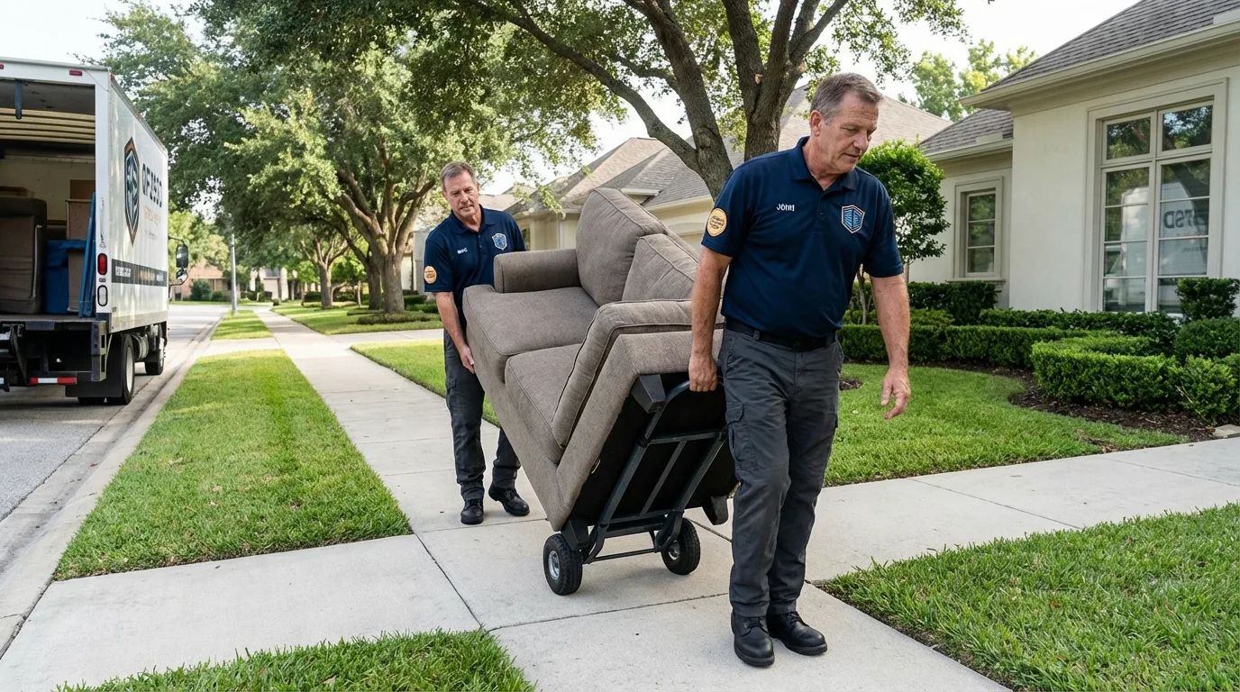 Local residential moving crew loading furniture in Greenbush, ME